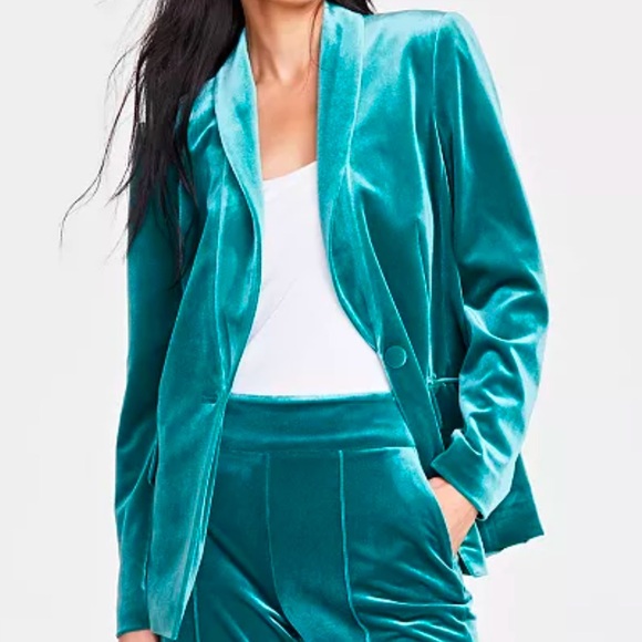 Women’s green/blue Velvet Blazer - Picture 8 of 9
